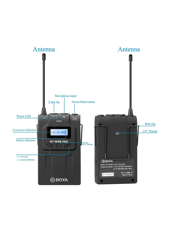 Boya BY-WM4 PRO-K5 Wireless Microphone System for Android Devices, Black